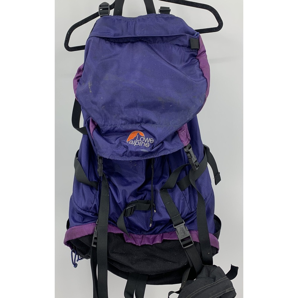 Vintage Lowe Alpine Purple Canvas Outdoor Hiking Backpack Pack